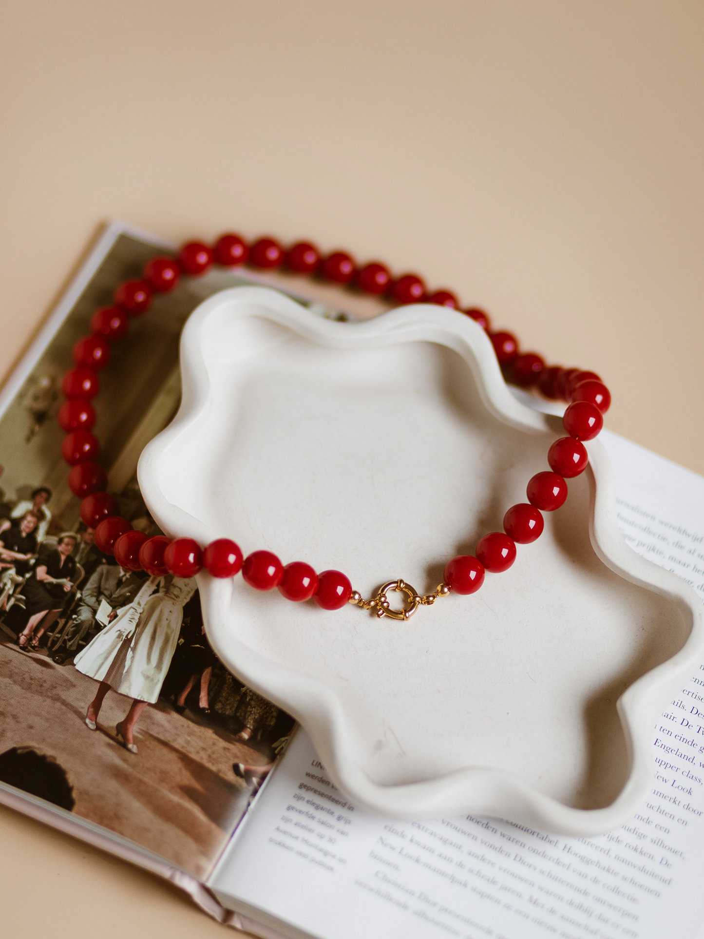 Ketting Kralen -  Bordeaux Rood