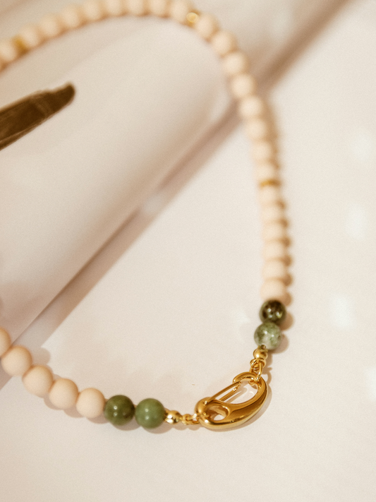 Ketting Kralen - Zalm/Green