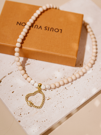 Ketting Kralen Heart Fleur - Nude