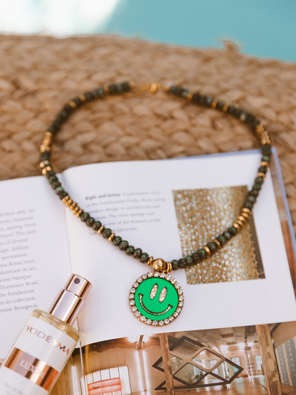 Ketting Kralen Smiley Green - Dark Green