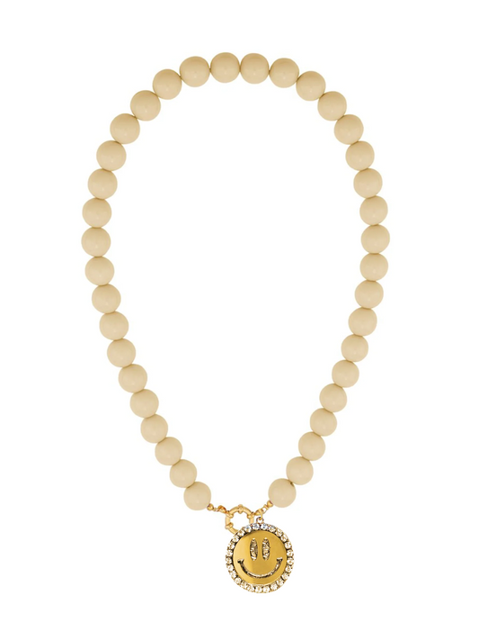 Ketting Kralen Smiley Gold-  Beige/brown