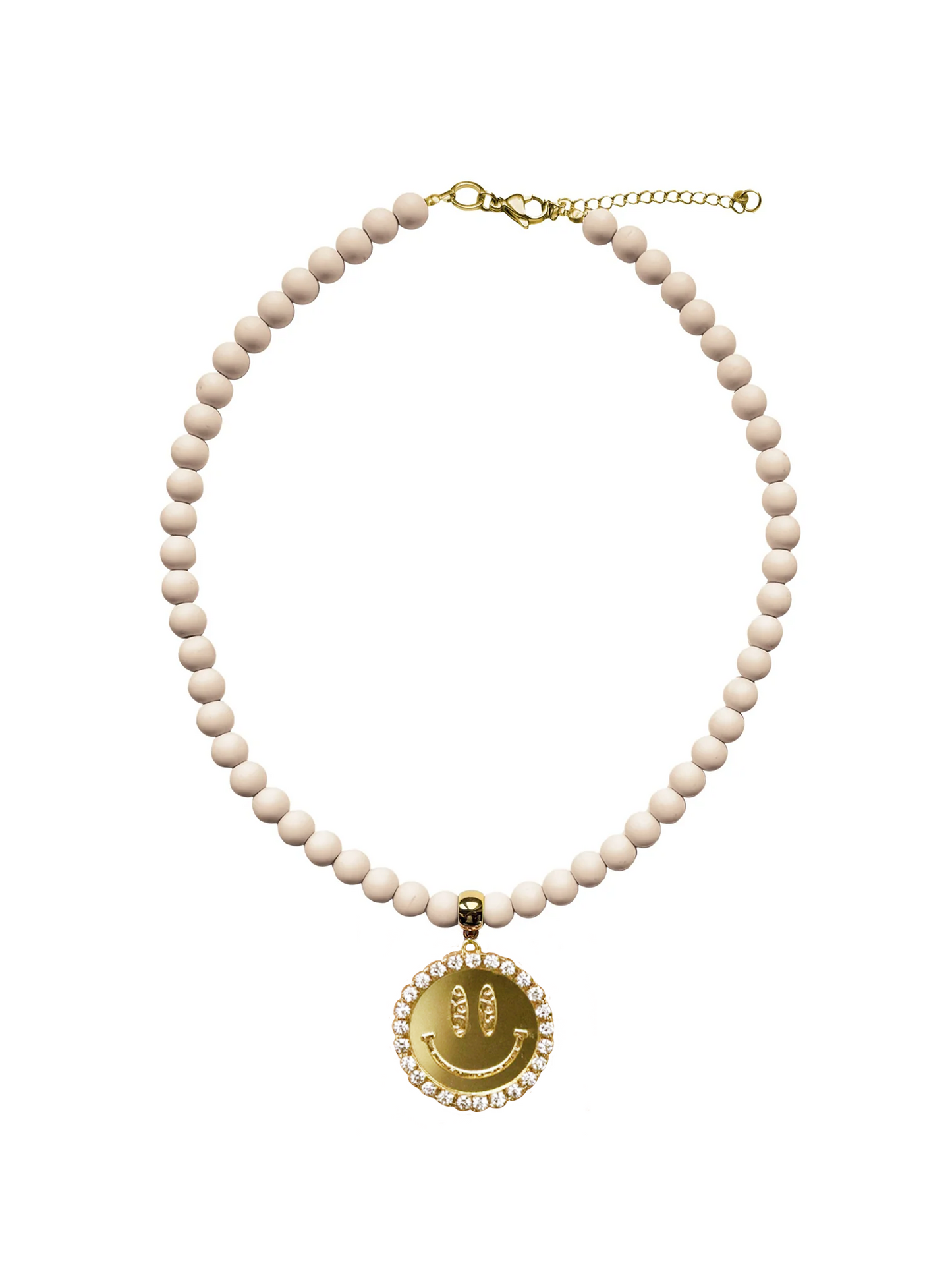 Ketting Kralen Smiley Gold - Nude