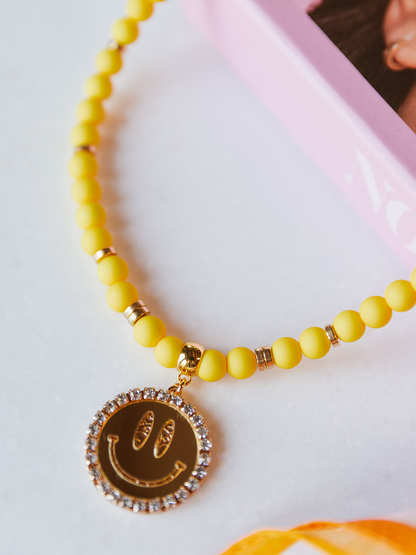 Ketting Kralen Smiley Gold Gold -  Yellow