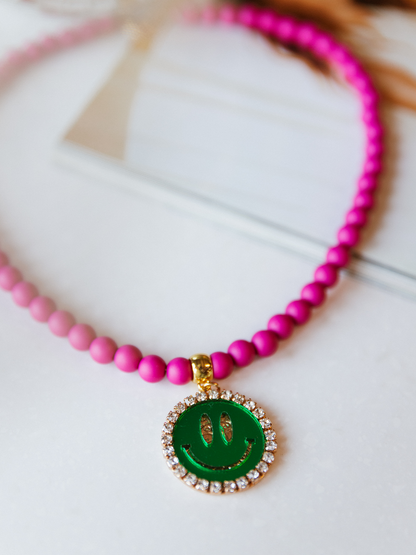 Ketting Kralen Smiley Green - Purple