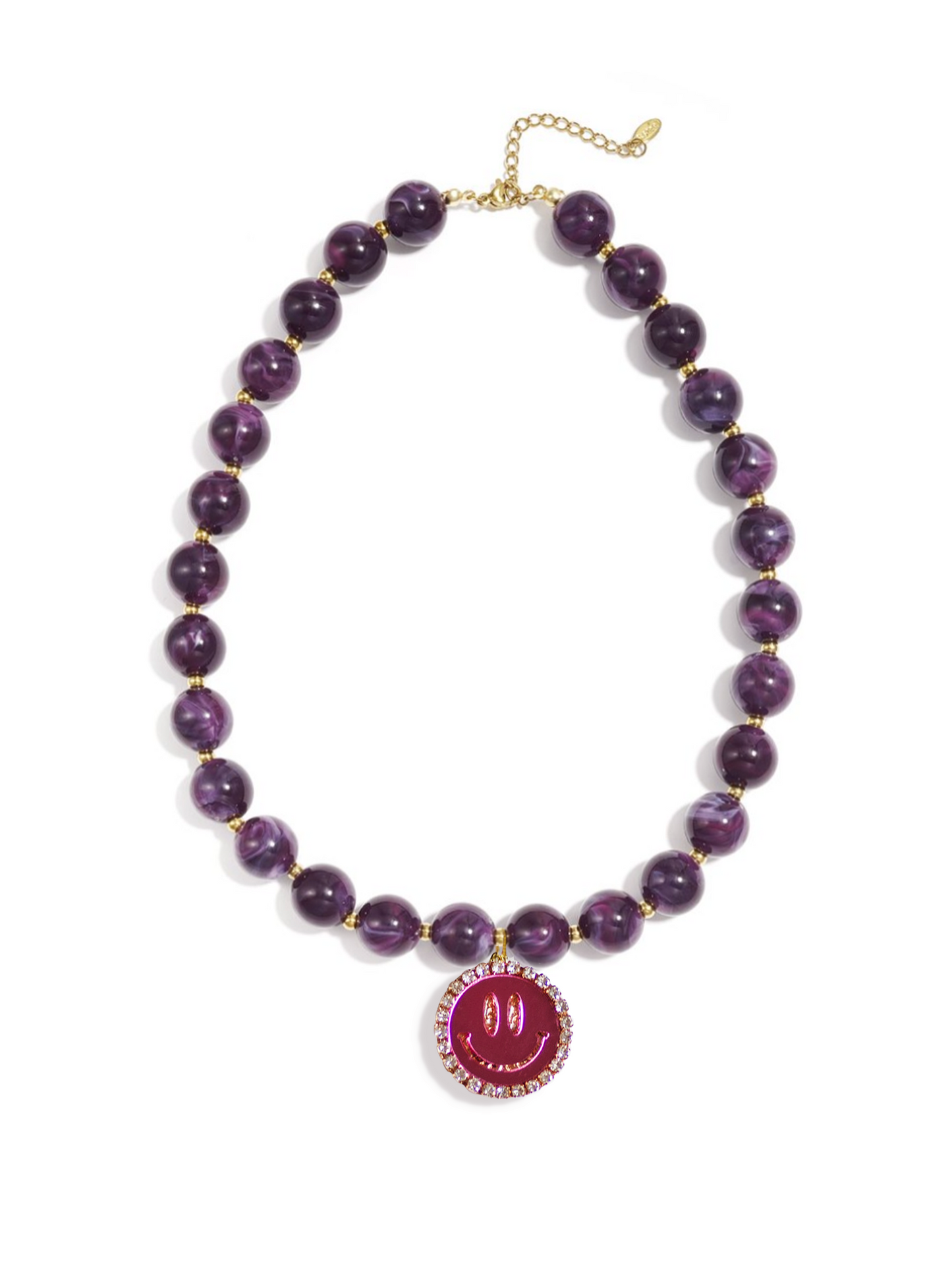 Ketting Kralen Smiley Pink - Purple