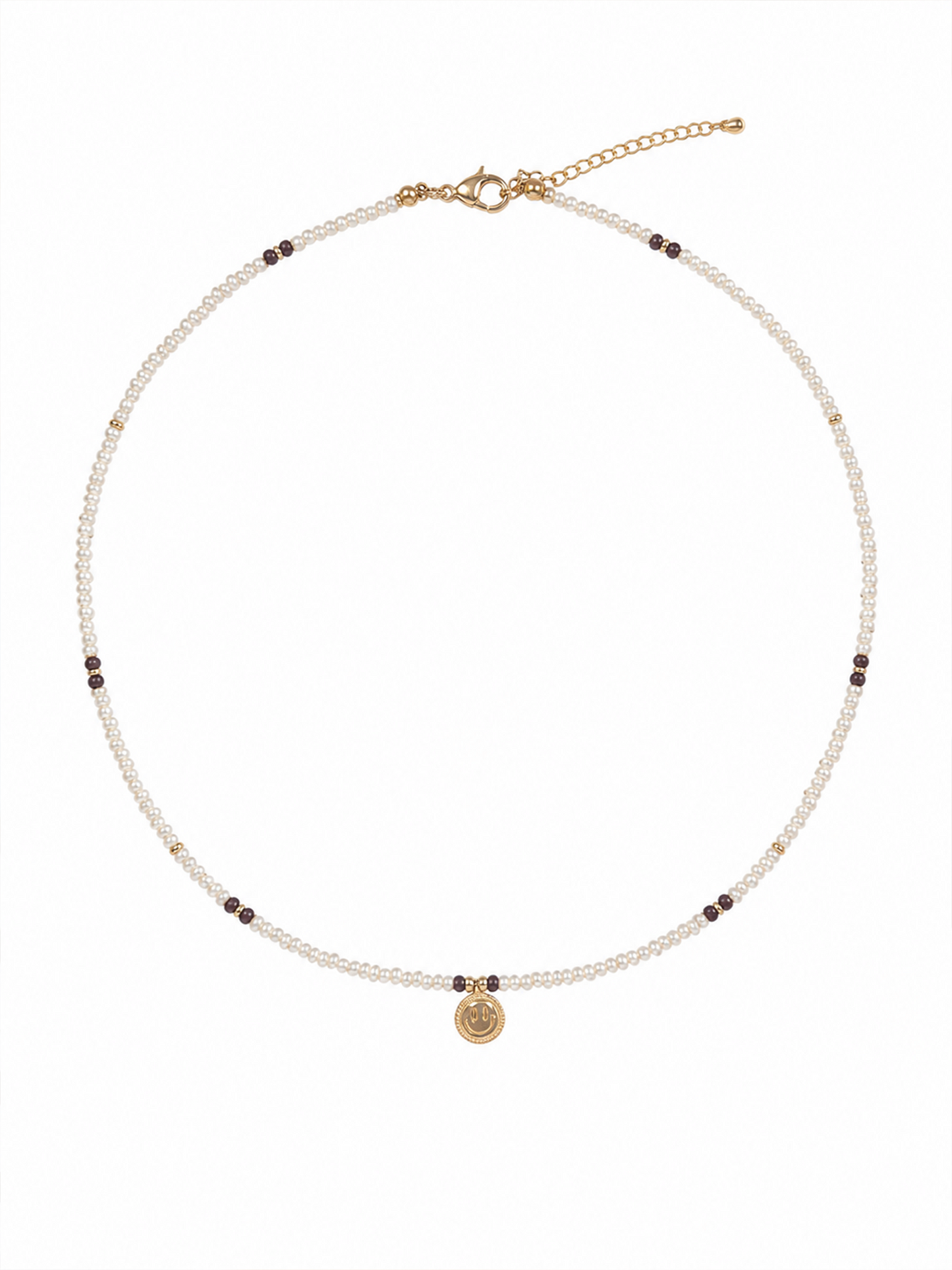 Ketting Lang Smiley Wit - Goud