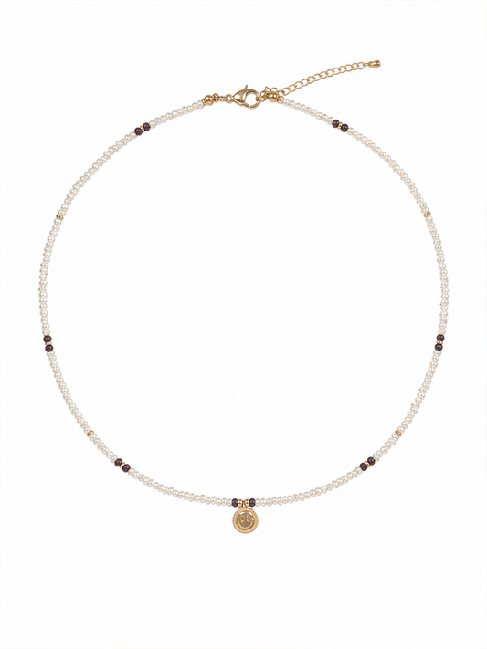 Ketting Lang Smiley Wit - Goud