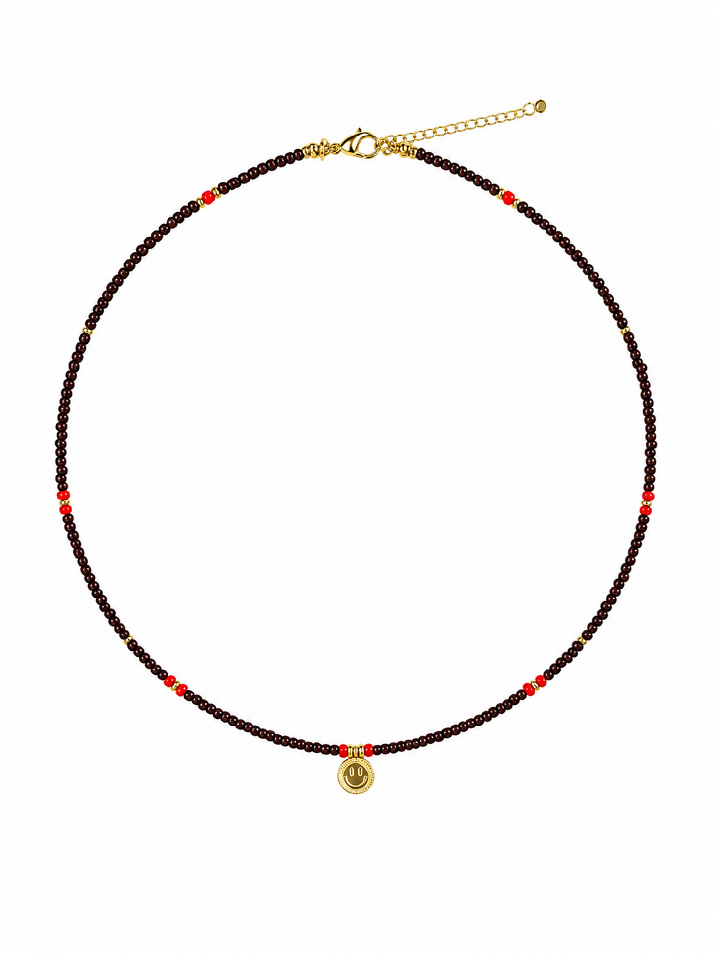 Ketting Lang Smiley Rood - Goud