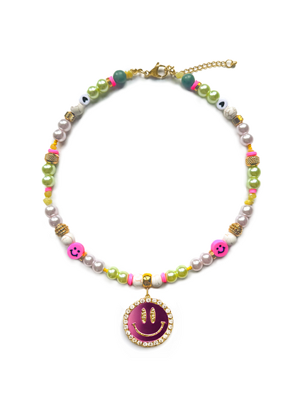 Ketting Lucky Kiki Smiley - Pink