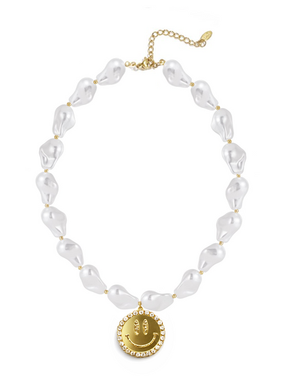 Ketting Mae Smiley Gold - White