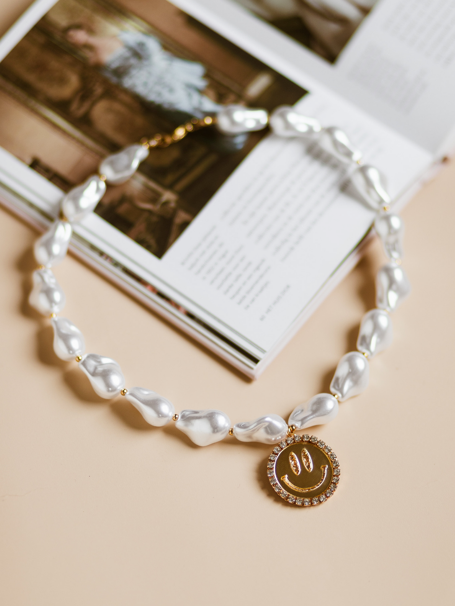 Ketting Mae Smiley Gold - White