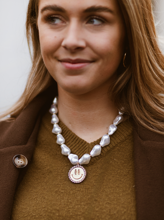 Ketting Mae Smiley Gold - White