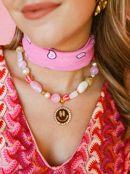 Ketting Noor Smiley - Pink