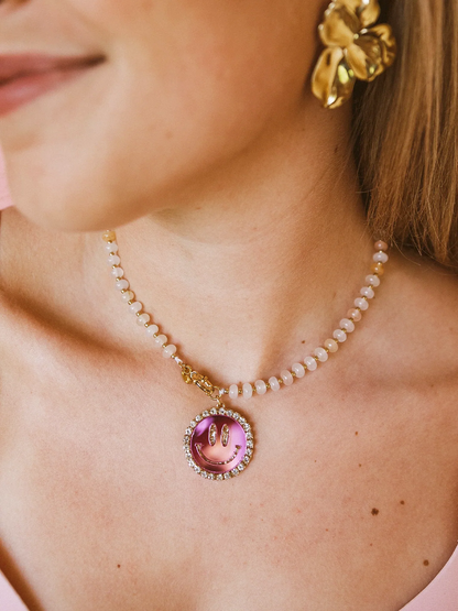 Ketting Smiley Pink Naturel Mini - Multi Color