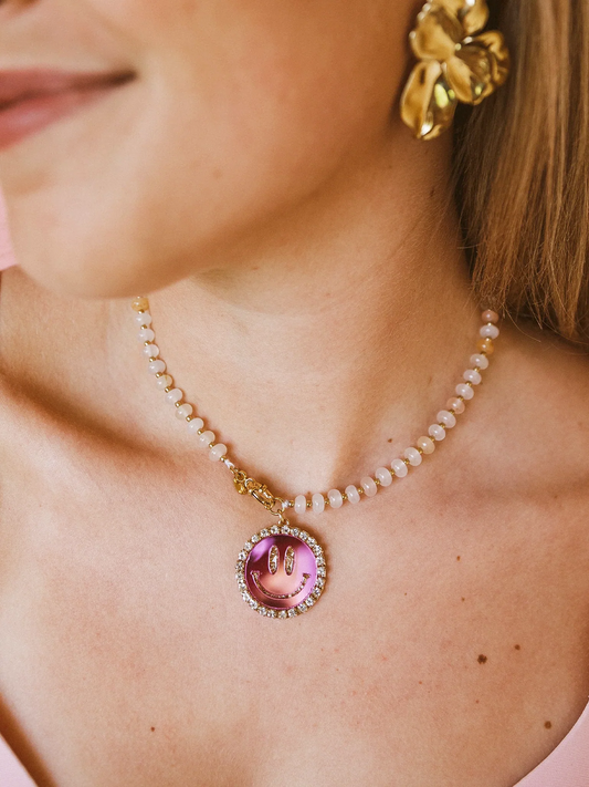 Ketting Smiley Pink Naturel Mini - Multi Color