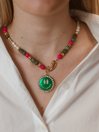 Ketting Fem Smiley - Groen
