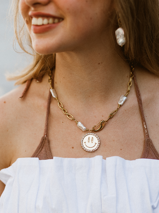 Ketting Fleur Smiley - Goud