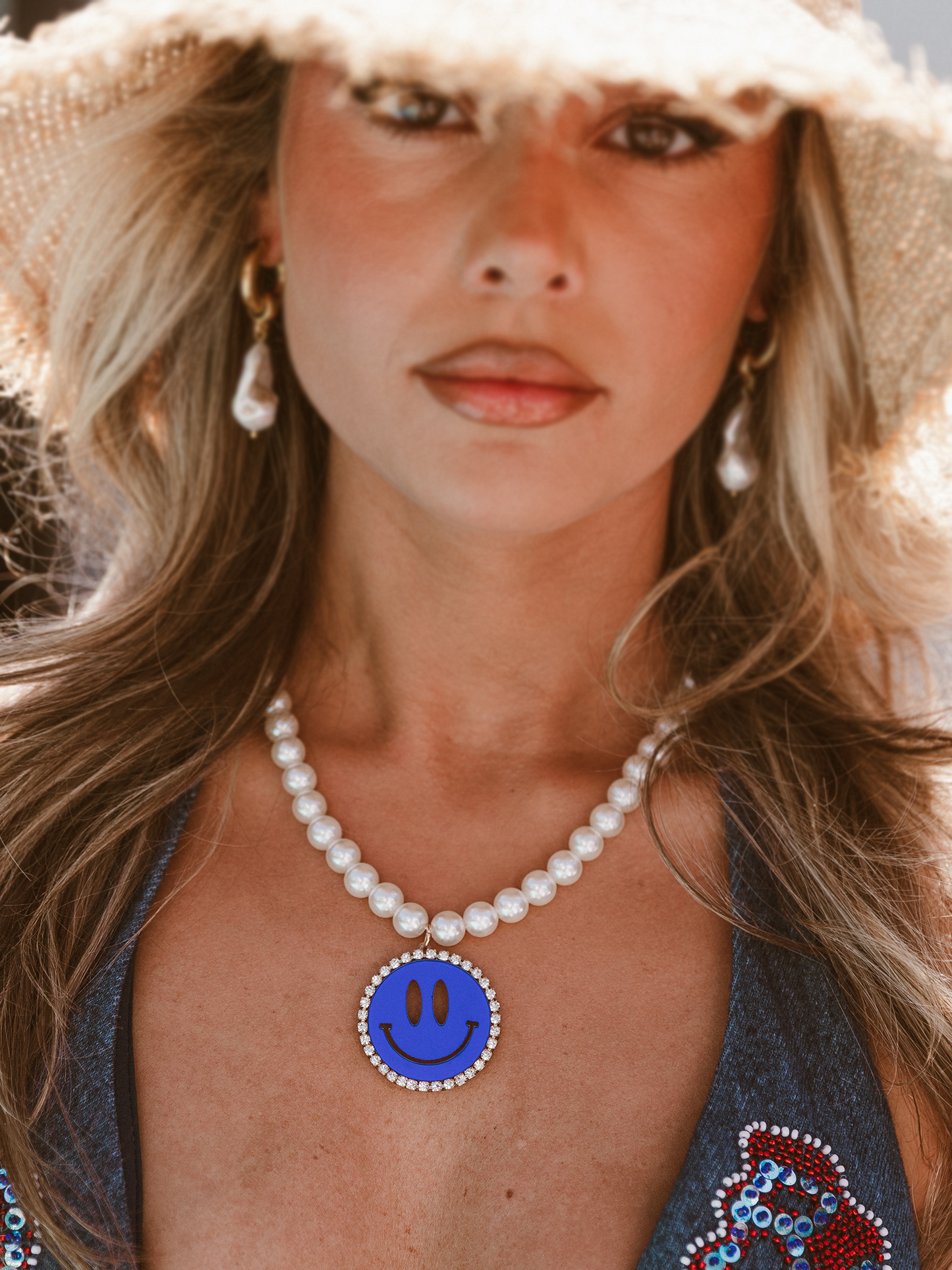 Ketting Jip Smiley Blue - White
