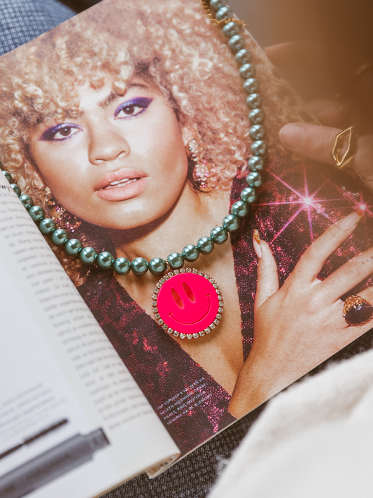 Ketting Jip Smiley Neon Pink - Green