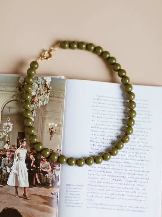 Ketting Kralen Soof - Olive Green
