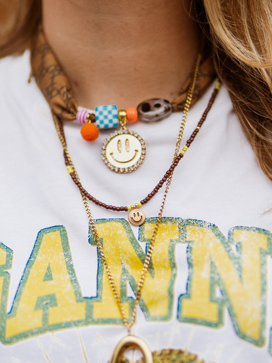 Ketting Lang Smiley Geel - Goud