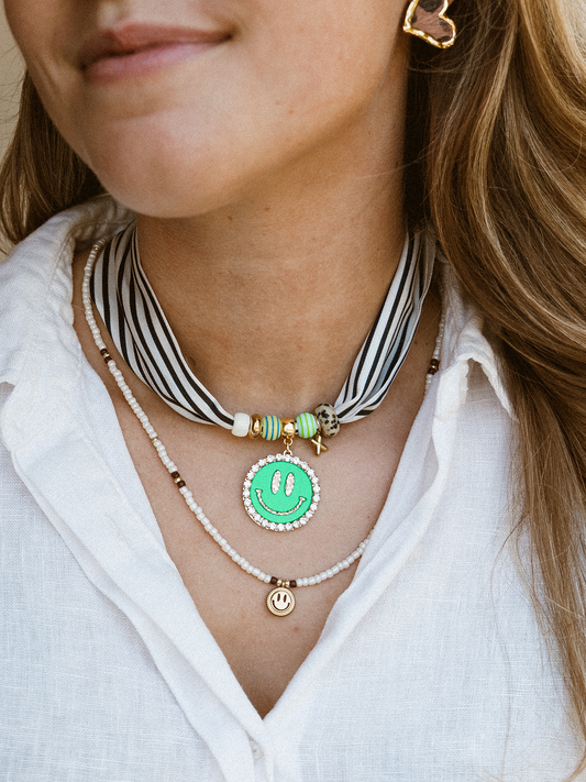 Sjaalsieraad Maud Smiley Striped - Groen