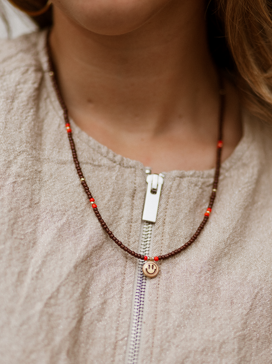 Ketting Lang Smiley Rood - Goud