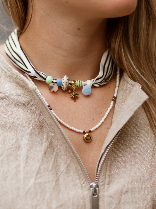 Ketting Lang Smiley Wit - Goud