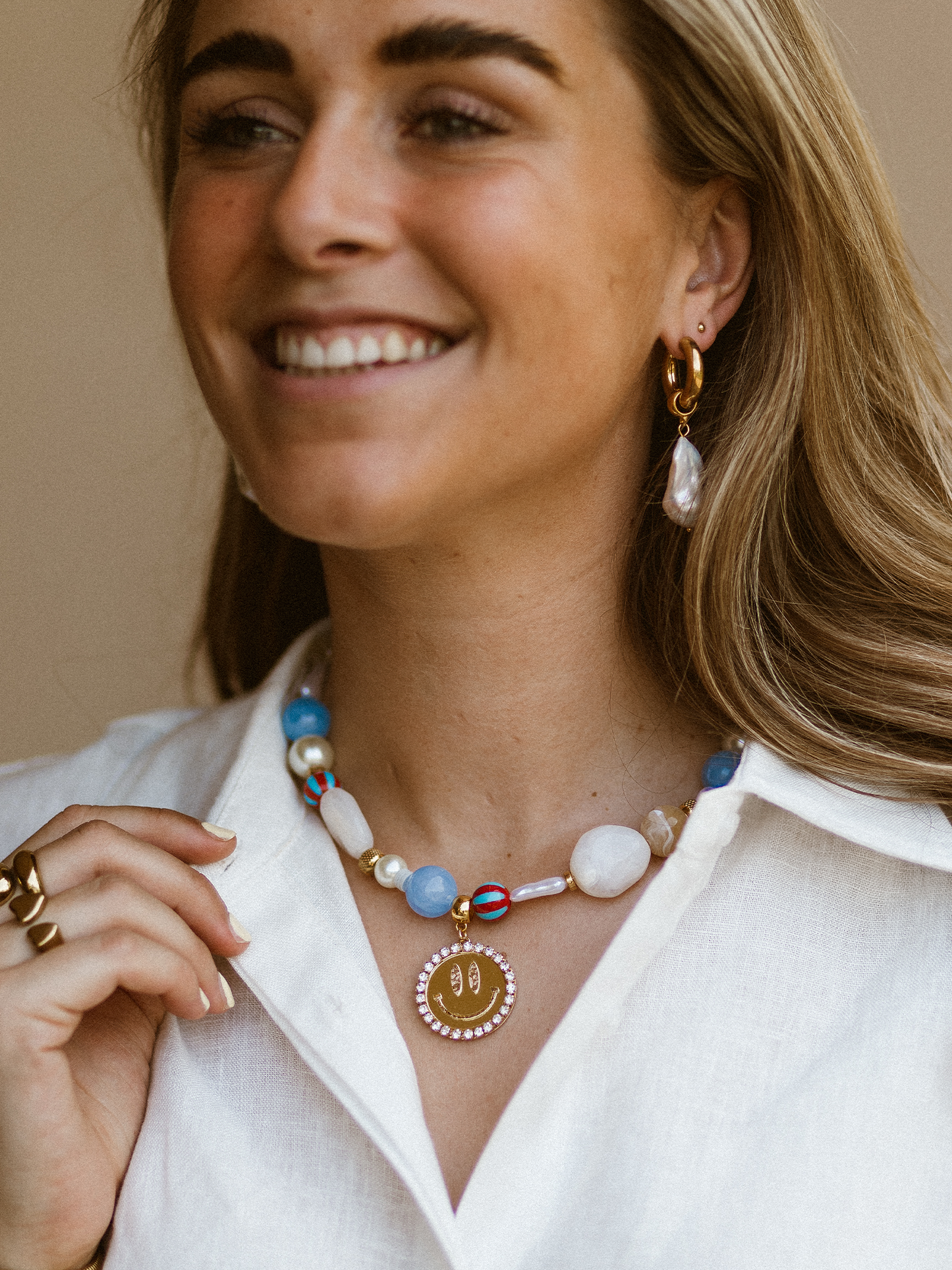 Ketting Olivia Smiley - Light Blue