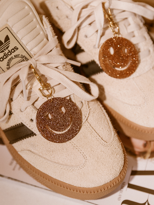 Keychain Smiley - Glitter Dark Brown