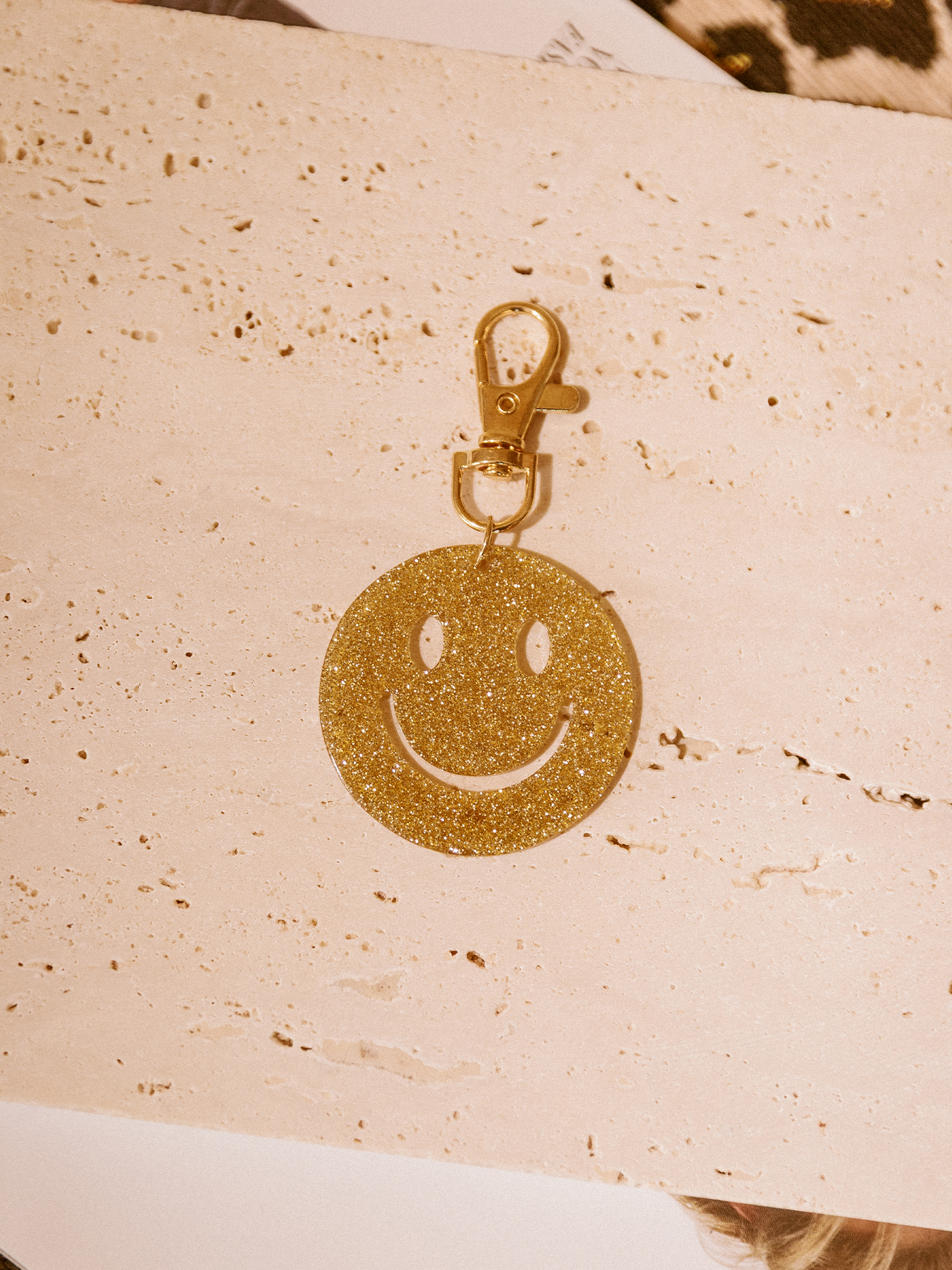 Keychain Smiley - Glitter Yellow