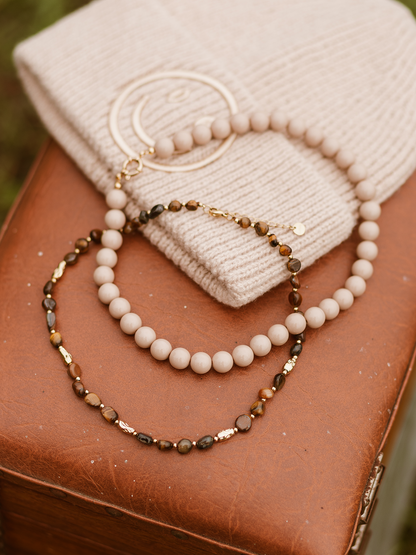 Ketting Kralen -  Beige