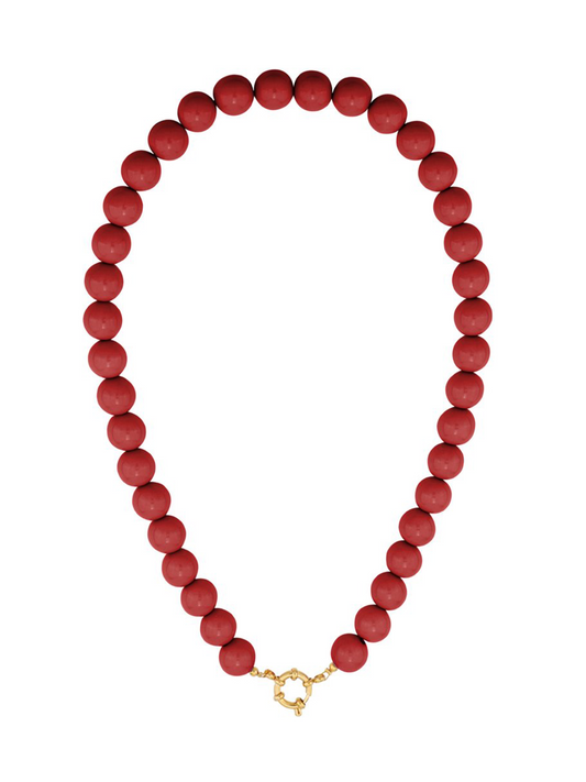 Ketting Kralen -  Bordeaux Rood
