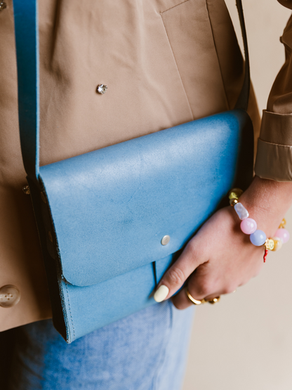 Limited Leren Tas Melis - Blauw