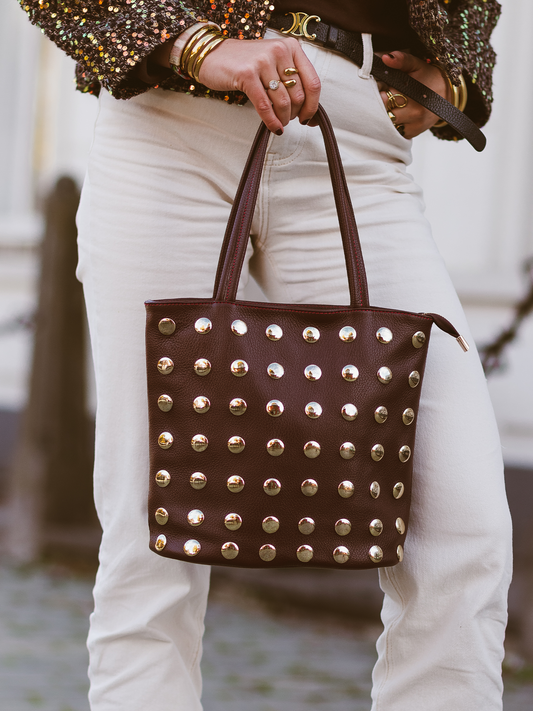 Leren tas Studs - Bordeaux