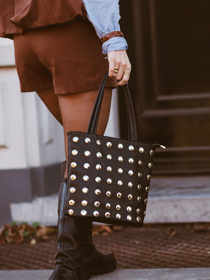 Leren tas Studs - Zwart