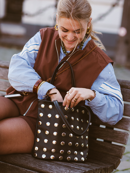 Leren tas Studs - Zwart