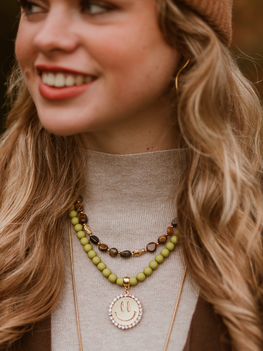Limited Ketting Kralen Goud - Bruin