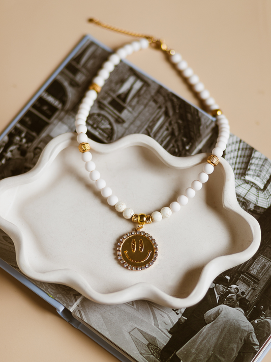 Limited Ketting Kralen Smiley Gold - White