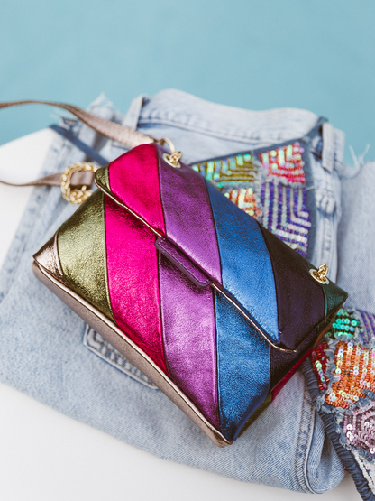 Limited Leren Tas Rainbow Metallic - Multi Color