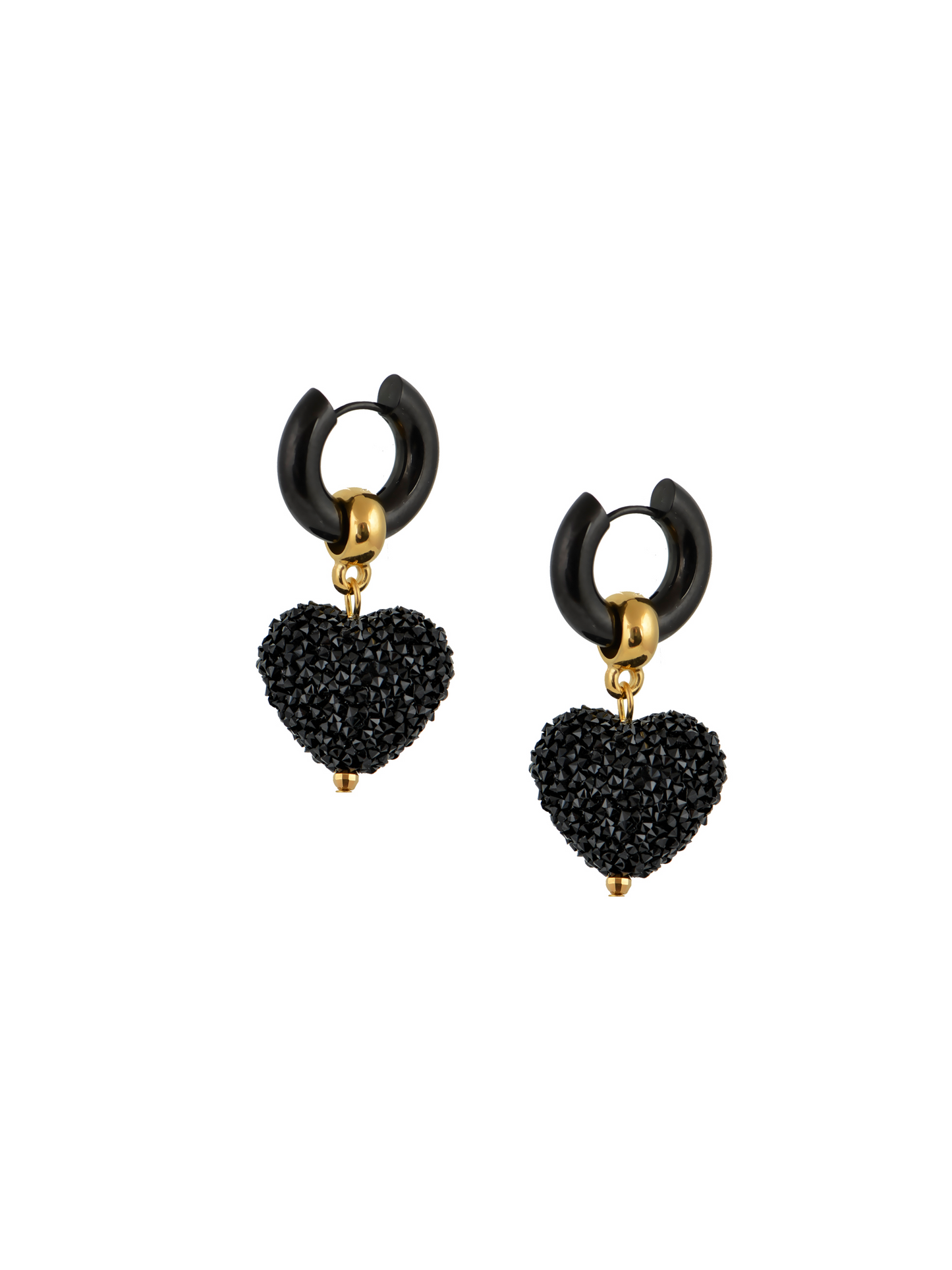 Oorbel Hannah Heart Black - Goud