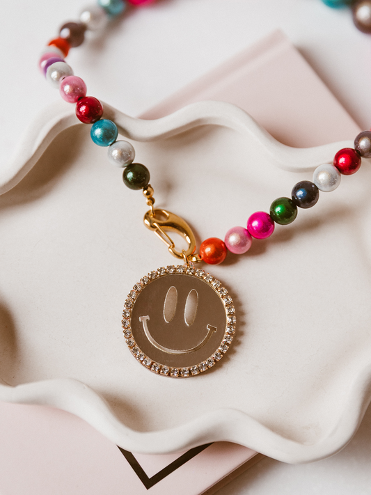 Parel Ketting Kim Smiley Colorful - Goud