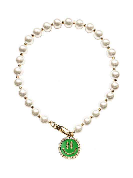 Parel Ketting Smiley Groen - Goud