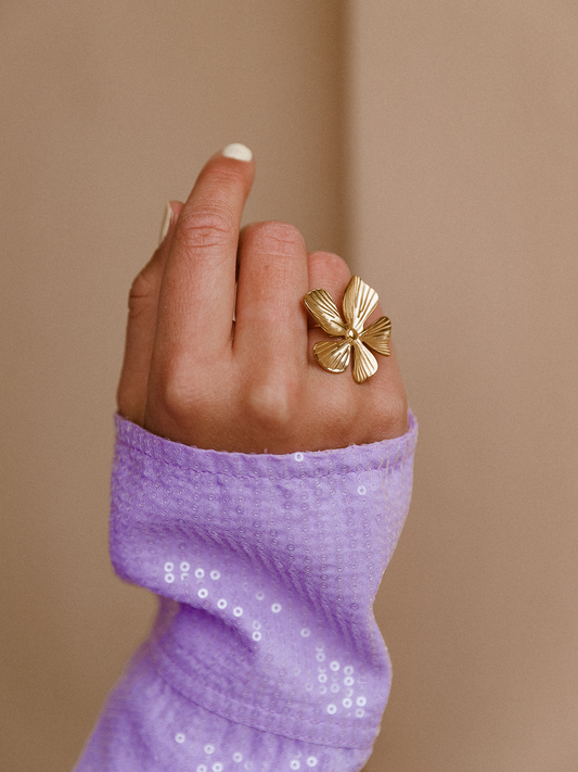 Ring Femm Bloem - Goud