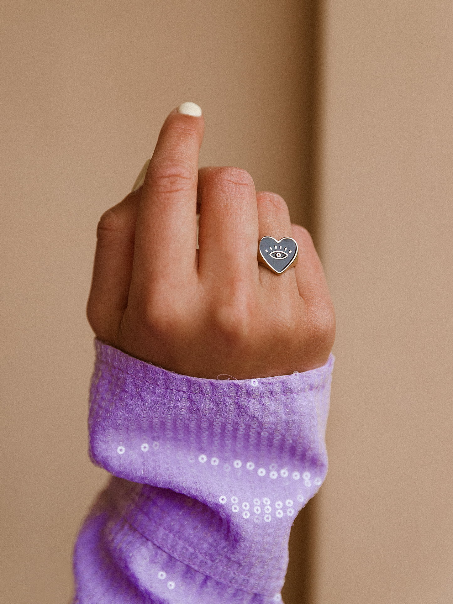 Ring Heart Black - Goud