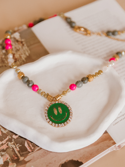 Ketting Fem Smiley - Groen