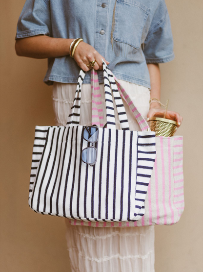 Strandtas Tess Gestreept - Navy Blue