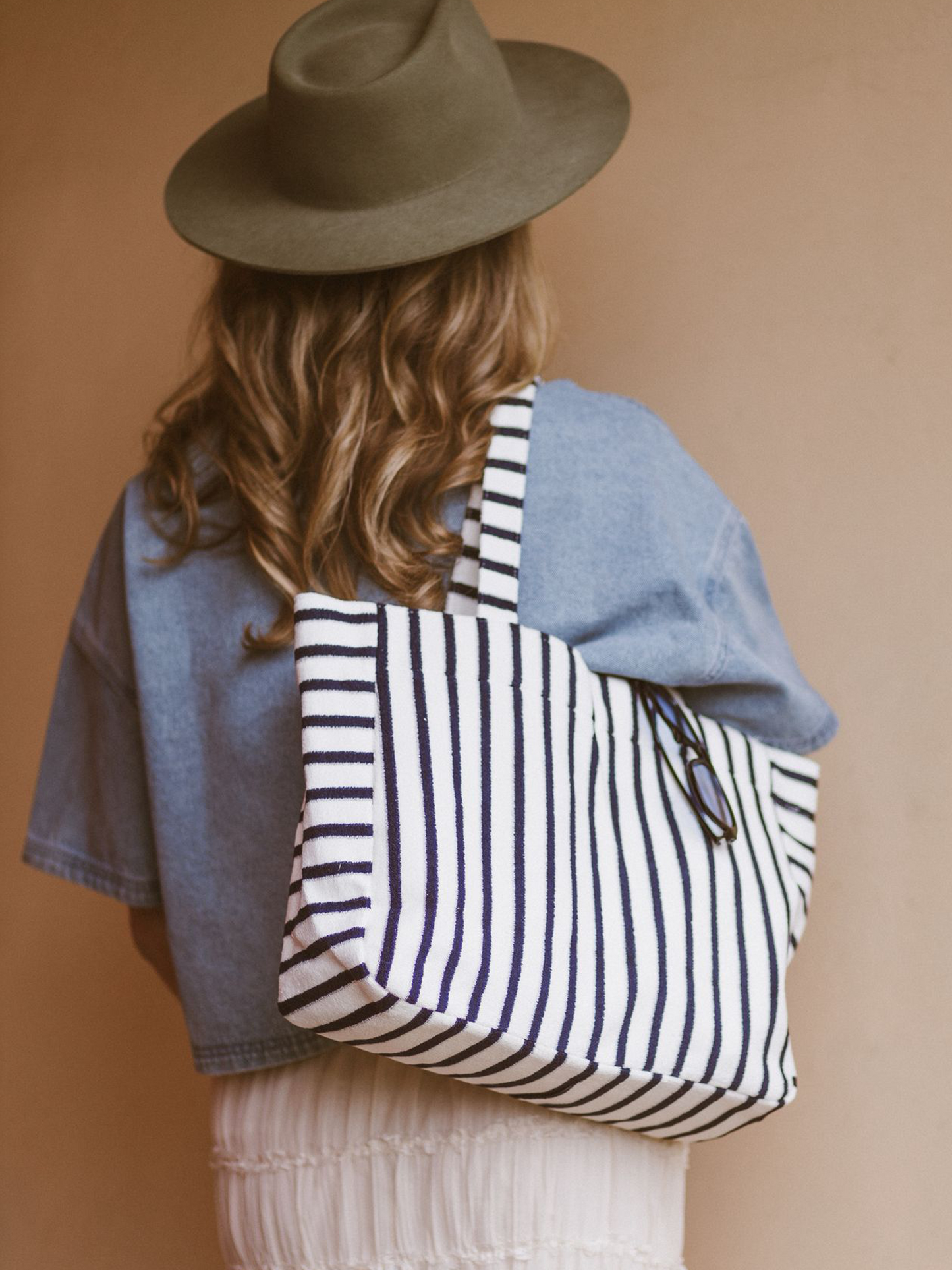 Strandtas Tess Gestreept - Navy Blue
