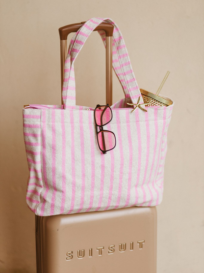 Strandtas Tess Gestreept - Pink