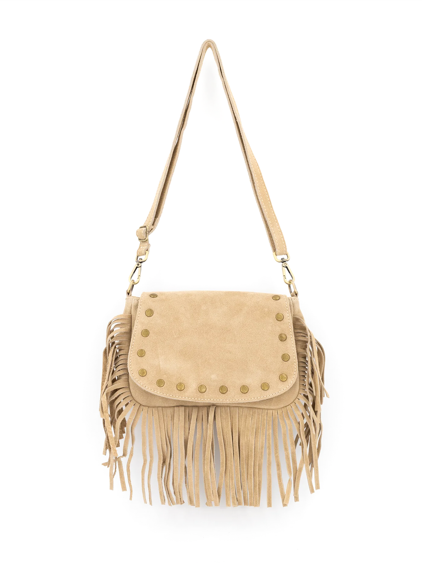 Leren Tas Crossbody Suede - Beige